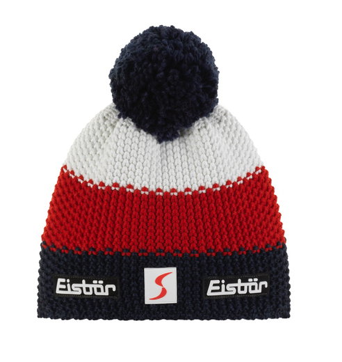 Eisbär Wintermütze Star SP mit Bommel (Pompon) dunkelblau/rot/weiss Kinder